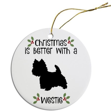 MIRAGE PET Mirage Pet ORN-R-B77 Breed Specific Round Christmas Ornament - Westie ORN-R-B77